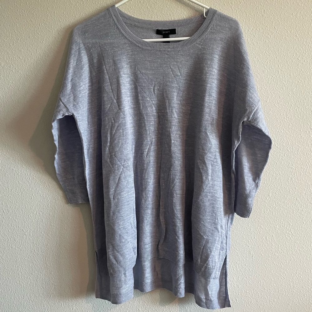 J. Crew Linen/Wool Blend Tunic Lightweight Pullover Sweater Women’s Small Blue